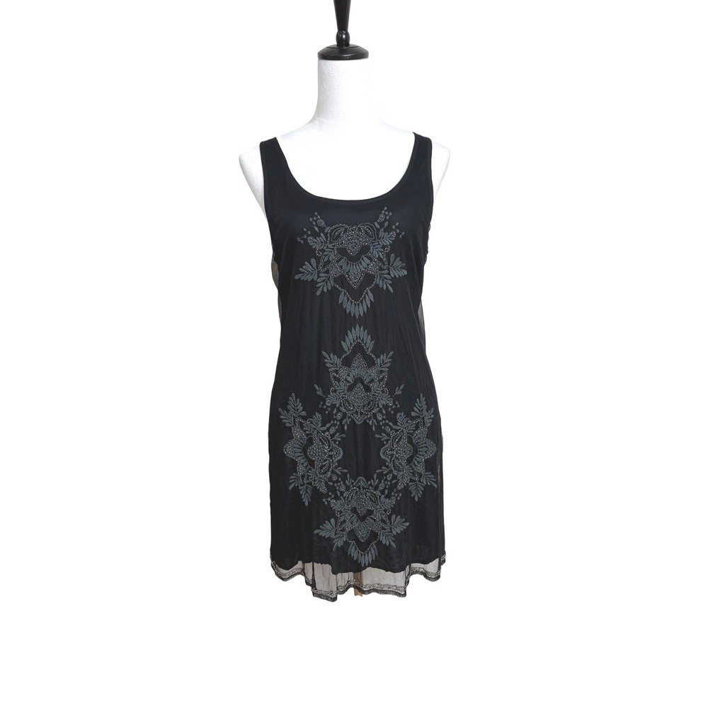 Abercrombie & Fitch Sheer Beaded Embroidered Mini Dress Size Medium Indie Sleaze